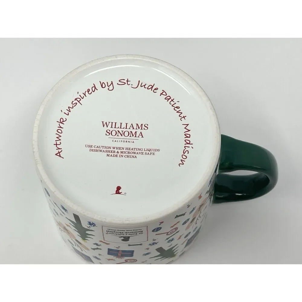 Williams Sonoma Jumbo 20oz St Jude Christmas Holiday Winter Coffee Mug Cup